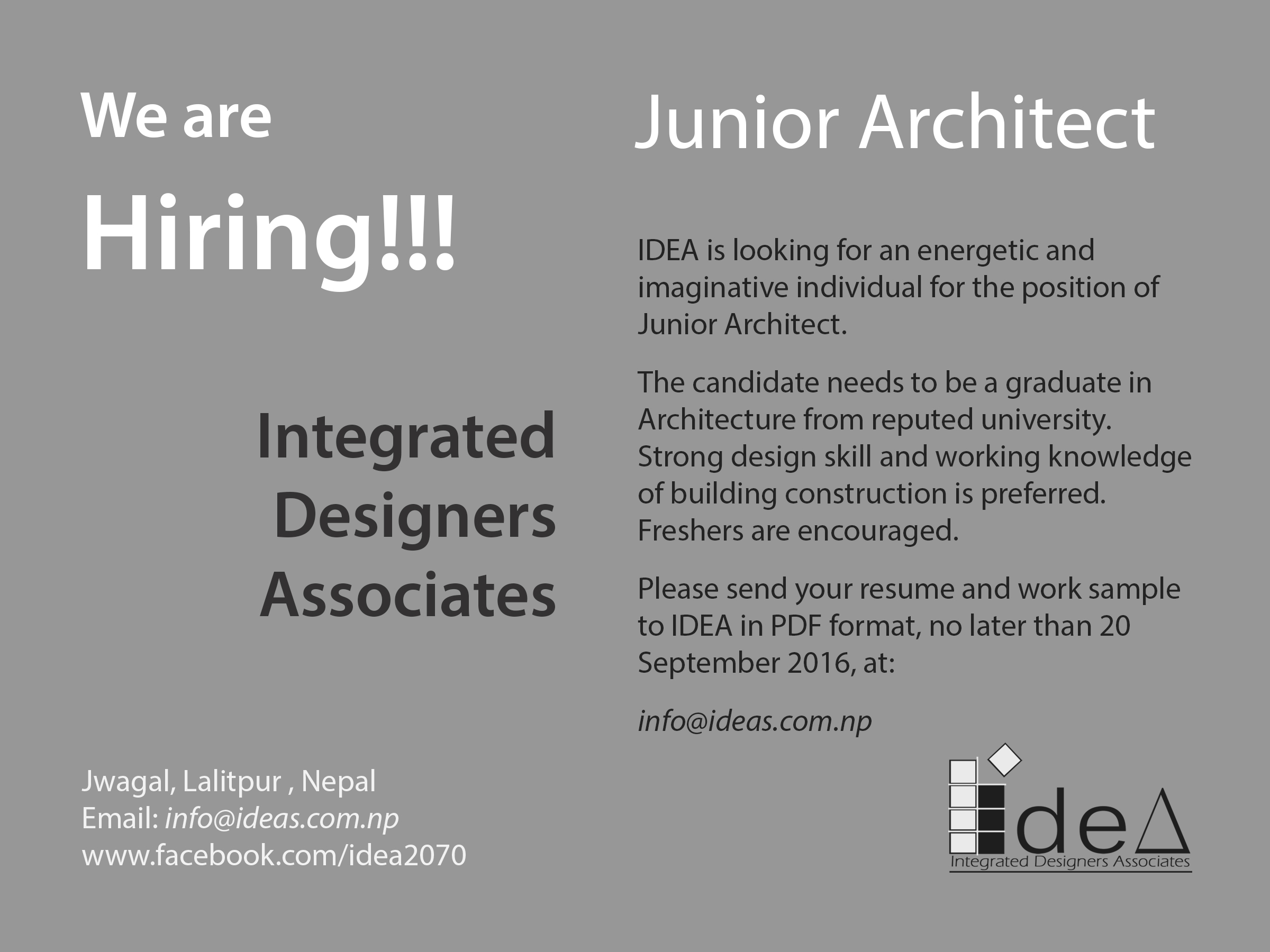 Architect & Civil Engineers vacancy at Integrated Designers Associates (IDEA) Lalitpur, Nepal