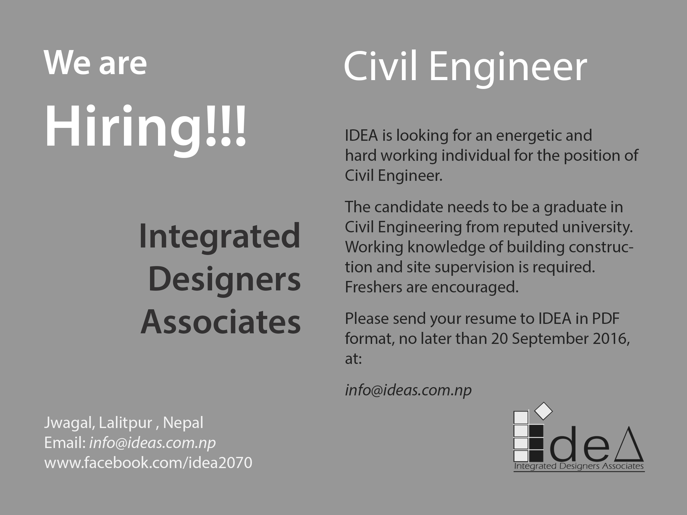 Architect & Civil Engineers vacancy at Integrated Designers Associates (IDEA) Lalitpur, Nepal